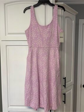 PACT Wild English Lavender Jolene Tie-Back Organic Cotton Dress sz M